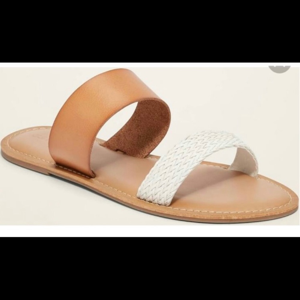 Old Navy Double Strap Faux Leather Slide Sandal